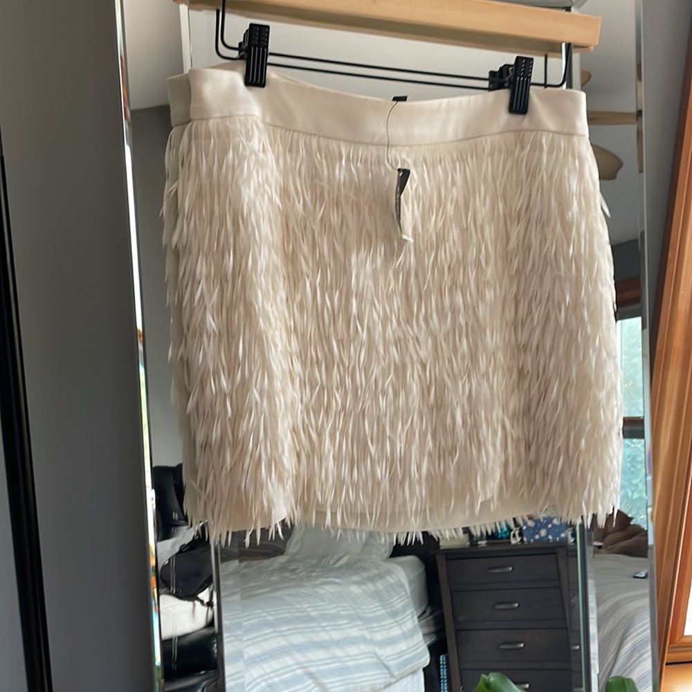 Express size 6 ivory fringe mini skirt